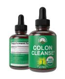 USDA Organic Colon Cleanse Liquid Drops | Vegan & Kosher Detox Supplement with Herbal Ingredients - Buy Online on GoSupps.com