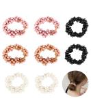 8-Piece Pearl Hair Tie Set | Stylish Elastic Scrunchies for Women | Black Purple Light Orange White | Perfect for Ponytails & Braids - Buy Online on GoSupps.com