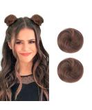 2PCS Mini Claw Fake Buns Hair Donut Chignon Straight Hair Extensions - Light Brown - Buy Online on GoSupps.com