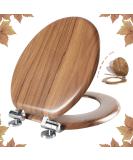 Molded Wood Round Toilet Seat | Quiet Close & Quick Release Hinges | Easy Install & Clean by Angol Shiold (Natural) - Buy Online on GoSupps.com