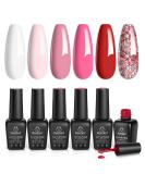 Beetles Gel Nail Polish Set - 6 Colors Pink Rose Red Glitter Kit | Fall in Love Collection for Women | Valentine's Day Nails Gifts - Buy Online on GoSupps.com