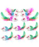 Molain 12 Pieces Cat Mice Toys Furry Cat Toy Interactive Toys Cat Mouse Animals Toys for Indoor Cats and Kittens - Buy Online on GoSupps.com