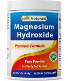 Best Naturals Magnesium Hydroxide Powder - 380mg Elemental Magnesium - 454 Servings - 1lb Container - Buy Online on GoSupps.com