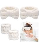 4 Piece Spa Headband and Wrist Washband Set - White | Hair Headband, Face Wash Wristband, Scrunchies Cuffs for Women and Girls | Makeup and Face Washing Accessories - Buy Online on GoSupps.com
