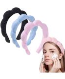 CEVILIA 3pcs Puffy Spa Headband Set for Women - Sponge Terry Towel Fabric Hair Band for Face Washing & Makeup (Black+Blue+Pink) - Buy Online on GoSupps.com