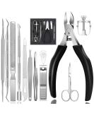 Ingrown Toenail Treatment Kit - 12pcs Pedicure Tools for Thick Nails, Stainless Steel Clippers for Professional Ingrown Toenail Care - Black - Buy Online on GoSupps.com