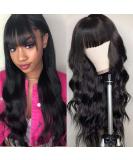 Body Wave Wigs with Bangs - Virgin Brazilian Human Hair - 180% Density None Lace Front Wig for Black Women - Glueless Machine Made (18 inch) - Buy Online on GoSupps.com