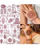 Xmasir 12 Sheets Brown Henna Tattoo Kit  Waterproof Henna Tattoo Stickers for Women Wedding Party Henna Stickers (Brown) - Buy Online on GoSupps.com