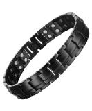 MagEnergy Titanium Steel Magnetic Bracelet for Men - Double Row Ultra Strength Magnets - Adjustable Links Removal Tool - Jewelry Gift Box - A-Black - Buy Online on GoSupps.com