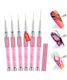 Saviland 6pcs Nail Art Liner Brushes Set with Crushed Diamond Rhinestone Handle - Nail Brush Gel Polish Painting Pen Set for Precise Nail Designs - Sizes 7/9/11/13/17/23mm | Pink - Buy Online on GoSupps.com