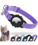 Soft Purple Airtag Cat Neck Band with GPS Holder & Bell - Adjustable 9-13 inch for Kittens & Young Cats - Buy Online on GoSupps.com