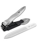 VANWIN Nail Clippers with Catcher | No Splash Fingernail & Toenail Clippers, Sharp Curved Blade & Glass Nail File | Stainless Steel Cutter Trimmer for Seniors, Men & Women - Silver - Buy Online on GoSupps.com