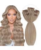 Vivien Clip In Extensions | Real Hair Blonde & Ash Blonde | 22 Inch 140g | #18/613 | Premium Quality Clip-In Hair Extensions - Buy Online on GoSupps.com