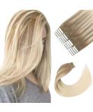 SixStar Hair Tape-In Extensions 40cm | 50g 16 Inch Balayage Ash Brown to Ash Blond | Real Hair for Women - Buy Online on GoSupps.com