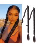 Fulang 2pcs Braid Ponytail Extension - Natural Brown Hair Tie for Long Braided Ponytails | Women's Art Hair Accessory - Buy Online on GoSupps.com