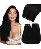 Youngsee 40 cm Real Hair Weft Extensions - Black Hair 100g Hairproof Weaving for a Natural Look - Buy Online on GoSupps.com