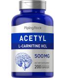 Piping Rock Acetyl L-Carnitine 500mg | 200 Capsules | Non-GMO Gluten Free Supplement - Buy Online on GoSupps.com