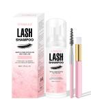 Eyelash Shampoo Foam Cleaner with Brush - 60ml Lash Cleaner for Extensions & Makeup Residue Removal - Buy Online on GoSupps.com