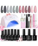 Beetles Gel Nail Polish Starter Kit - 6 Colors Gray Nude Pink Set with 48W Nail Lamp - Base Top Coat Included - Christmas Nail Art DIY Manicure - Buy Online on GoSupps.com