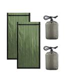 YDYJKI Emergency Survival Sleeping Bag 2 Pack - Waterproof Thermal Sack Blanket for Camping & Hiking (Green) - Buy Online on GoSupps.com