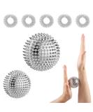 2 Hedgehog Ball Massagers & 5 Acupressure Finger Rings - Silvery Decompressors for All Ages - Buy Online on GoSupps.com
