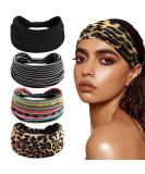 4 Pieces Women's Elastic Headbands - Wide Boho Hair Bands Soft Leopard Print & Black Stripes Hair Jewelry - Buy Online on GoSupps.com