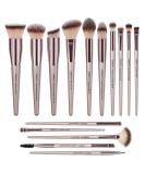 ZOREYA 15-Piece Professional Makeup Brush Set - Synthetic Brushes for Foundation, Concealer, Eyeshadow, and Blush - Champagne Gold - Buy Online on GoSupps.com