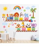 DECOWALL Colorful Animal Train Wall Stickers - Jungle Animals Monkey Giraffe Decals for Kids Nursery Decor - Buy Online on GoSupps.com