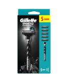 Gillette Mach3 Charcoal Men's Razor - 3 Blade Razor with 5 Replacement Blades & Stylish Coal-Inspired Handle | International Shipping Available - Buy Online on GoSupps.com