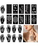 Henna Tattoo Stencil Set - 20 Sheets of Indian Arabian Temporary Tattoo Templates for Hands, Arms, Shoulders, and Legs - Buy Online on GoSupps.com