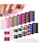 224 Pieces Nail Polish Stickers - Self-Adhesive Wraps for Women & Girls | Classic Solid and Glitter Designs with Nail File - Multicoloured - Buy Online on GoSupps.com