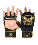Beast Rage MMA Gloves for Men & Women - Adjustable Wrist Support Open Palm for Martial Arts Grappling and Sparring | S/M Gold - Buy Online on GoSupps.com