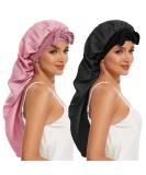 Long Bonnet for Braids & Curly Hair | Silk Satin Sleeping Bonnets for Women | Extra Large Black Pink DEMAZALO - Buy Online on GoSupps.com