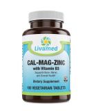 Cal-Mag-Zinc Chelated with Vitamin D3 | Bone Strength Supplement | Healthy Bones & Teeth | Heart Muscle Support | Best Whole Food Complex - 100 Vegan Caps - Buy Online on GoSupps.com