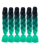 KanCalon 24 Ombre Jumbo Braids - 6 Pieces Synthetic Crochet Hair Extensions (Deep Green & Black) for Stunning Hairstyles - Buy Online on GoSupps.com