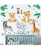 DECOWALL DSL-8067 Jungle Animals Wall Stickers - Safari Decals for Baby Nursery & Kids Room D cor - Buy Online on GoSupps.com
