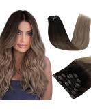 Runature Ombre Clip-In Hair Extensions Dark Brown to Ash Blonde 55cm 120g Remy Real Hair for Seamless Volume & Recovery | #2/6/18 - 7Pcs - Buy Online on GoSupps.com