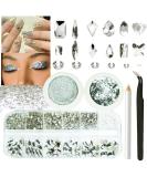 White Crystal Nail Rhinestones Kit - 60Pcs Assorted Shapes Gems for Nail Art & DIY Crafts - Buy Online on GoSupps.com