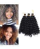 Tess Curly Crochet Hair Extensions - Short Water Wave 8 Synthetic Braids | 3 Bundles Natural Black (90g) - Buy Online on GoSupps.com