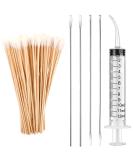 Tonsil Stone Removal Set - 4 Stainless Steel Tools, 100 Swabs, and Irrigator Syringe for Bad Breath Relief - Buy Online on GoSupps.com