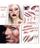 Large Horror Fake Bloody Wound Stitch Scar Temporary Tattoo Stickers - 6Pcs - Buy Online on GoSupps.com