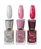 Rosarden Glitter Nail Polish Set - Sliver Pink Red Nail Varnish Set - 3Pcs Sparkly Shinny Natural Look Quick Dry Nail Varnish Gift Set DIY Long Lasting Nail Art Home Glitter Set - Buy Online on GoSupps.com