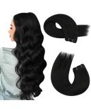 Moresoo Jet Black Double Weft Human Hair Extensions 20 Inch - 100g/Pack | Real Human Hair Sew in Extensions - WEFT #1B - Buy Online on GoSupps.com