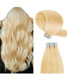 Yilite Tape Extensions Real Hair - Bleichblond 50cm 20 Pieces 50g | Invisible Silk Straight Skin Weft #613 - Buy Online on GoSupps.com
