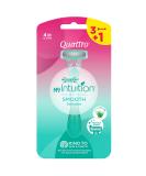 Wilkinson Sword Myintuition Smooth Sensitive Quattro Women's Disposable Razors - 4 Blades Aloe Vera & Vitamin E - Pack of 3+1 - Buy Online on GoSupps.com