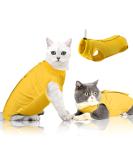 Ouuonno Cat Recovery Suit for Abdominal Wounds | E-Collar Alternative for Cats & Dogs | Large Yellow Surgery Pajama - Buy Online on GoSupps.com