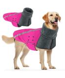 Buy Slowton Winter Dog Coat - Warm Waterproof Jacket with Turtleneck Scarf for Small & Medium Dogs - Reflective Stripes - XL Rose Red - Buy Online on GoSupps.com