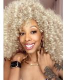 Colorfulpanda Afro Wig for Women - Light Blonde Synthetic Wavy Curly Hair | Kinky Curly Short Wig for Everyday & Cosplay - Buy Online on GoSupps.com