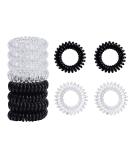 16-Piece Telephone Cable Hair Ties - Elastic Spiral Hair Bands for Women & Girls | 8 Black & 8 Clear - Buy Online on GoSupps.com
