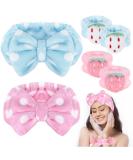 Shintop 6 Pcs Face Wash Headband and Wristband Set - Spa Headband & Absorbent Wrist Towels for Face Washing, Skincare, and Makeup - Pink+Light Blue - Buy Online on GoSupps.com